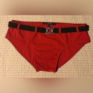 Gucci Vintage 2008 GG Monogram Belt Retro Swim Brief Small Red Black